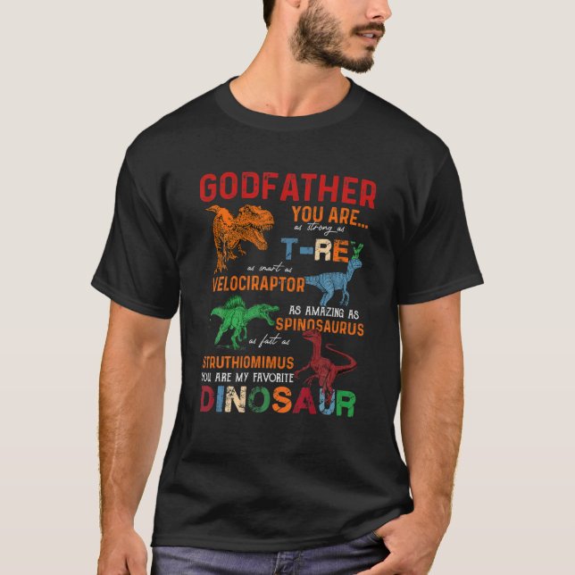 Camiseta Hijo, Padrino, eres mi padre favorito de los dinos (Anverso)