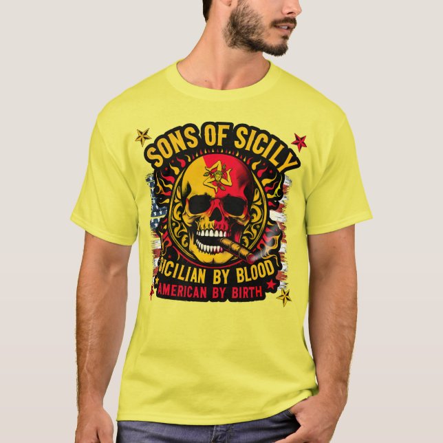 Camiseta Hijos de Sicilia Sicilia por nacimiento de un amer (Anverso)
