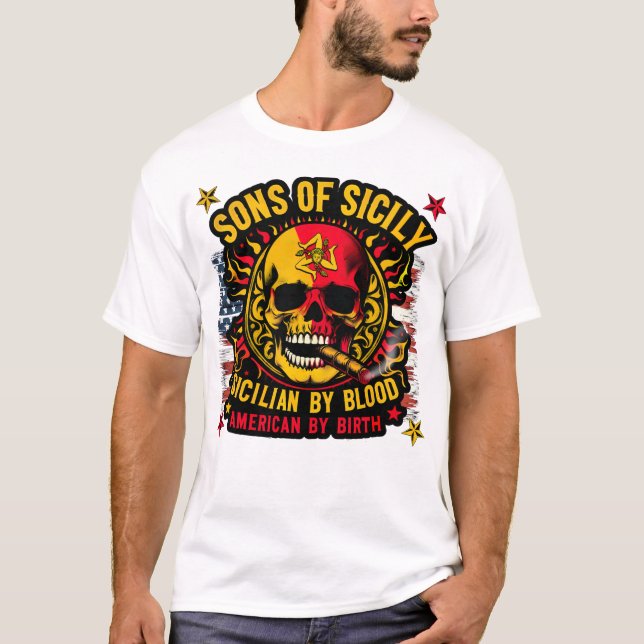 Camiseta Hijos de Sicilia Sicilia por nacimiento de un amer (Anverso)