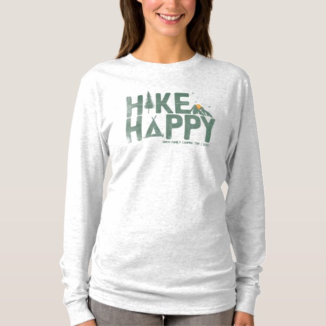 Camiseta Hike Happy Camper Hiker Senking Family personaliza (Anverso)
