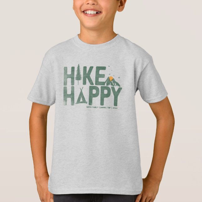 Camiseta Hike Happy Camper Hiker Senking Family personaliza (Anverso)