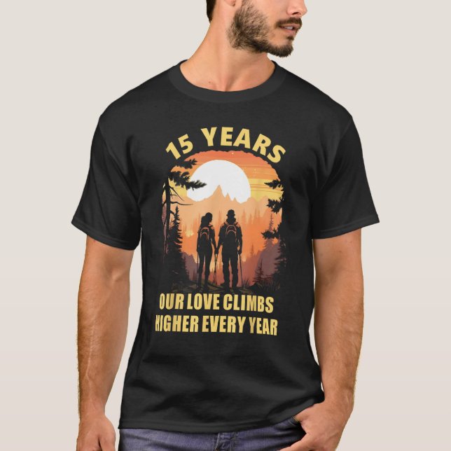 Camiseta Hiker 15 años casado Pareja de excursión (Anverso)