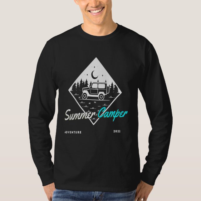 Camiseta Hiking Camping Graphic Summer Camper hippie Vibes (Anverso)