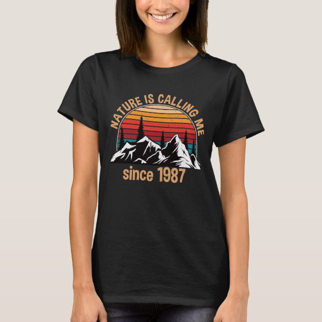 Camiseta Hiking Hiker Birthday 1987 Funny Gift (Anverso)