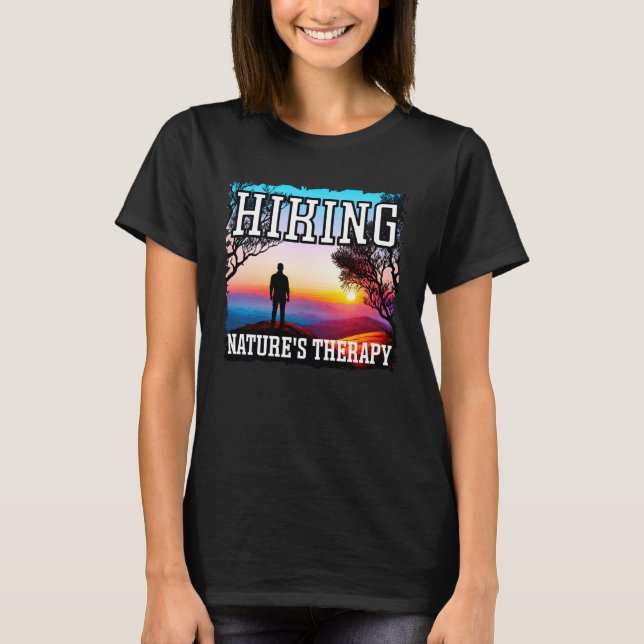 Camiseta Hiking nature s therapy sunset hiking (Anverso)