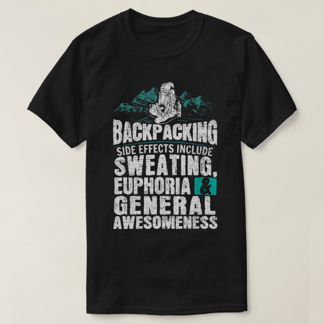 Camiseta Hiking Side Effects Backpacking Gifts  (Diseño del anverso)