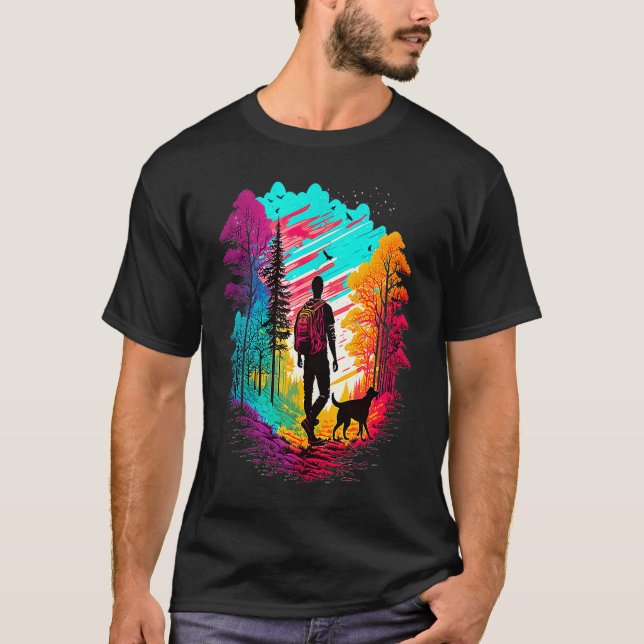 Camiseta Hiking with dog pilgrims camping mountains walking (Anverso)