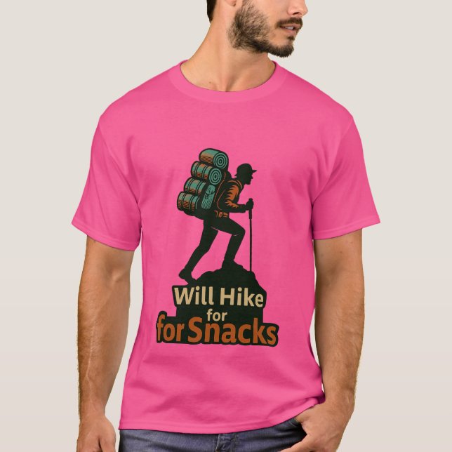 Camiseta Hiking with Snacks – Fun Date​Outdoor Design (Anverso)