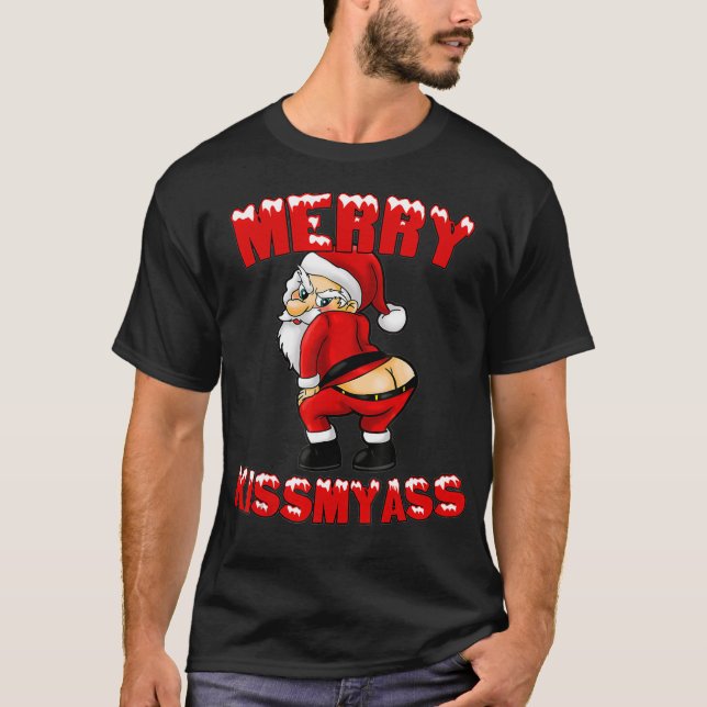 Camiseta Hilarious Merry Kissmyass Navidades Santa (Anverso)