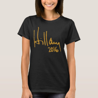 Camiseta Hillary Clinton Autograph Faux Gold Purpurina