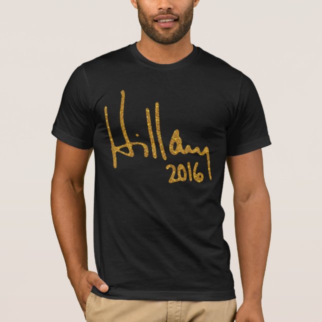 Camiseta Hillary Clinton Autograph Faux Gold Purpurina (Anverso)