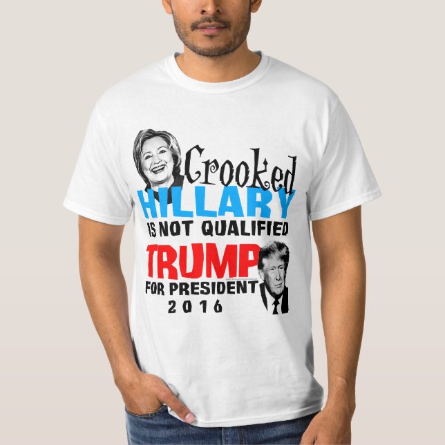 Camiseta Hillary torcida Donald Trump para presidente Funny (Anverso)