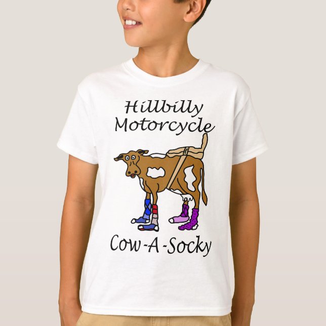 Camiseta Hillbilly Motorcycle Funny Cow Gift Cow A Socky (Anverso)