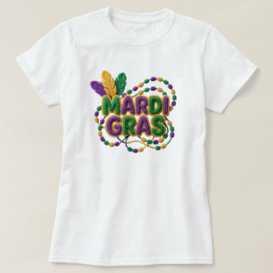 Camiseta Hilo de gancho de cierre Mardi Gras, hilo falso de