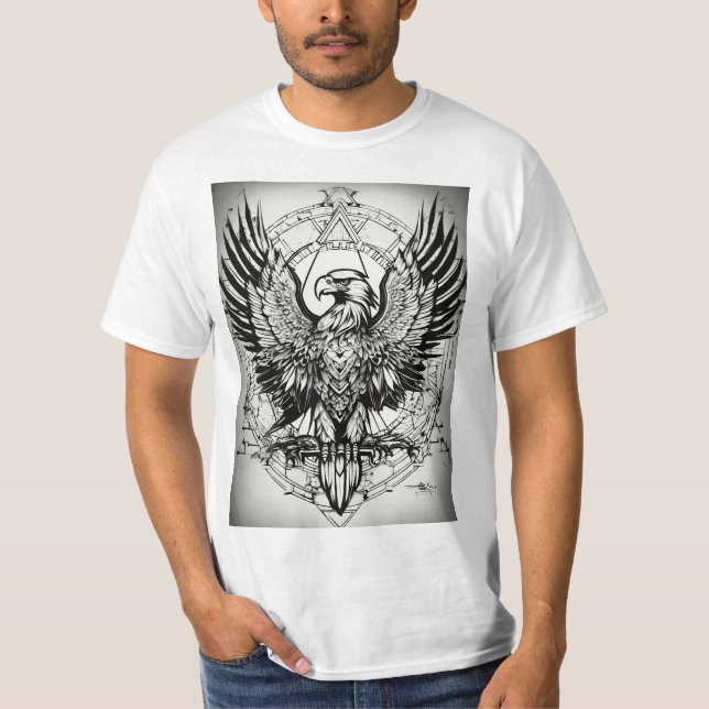 Camiseta "Hilos de pluma: Tachos de halcón en línea" (Anverso)