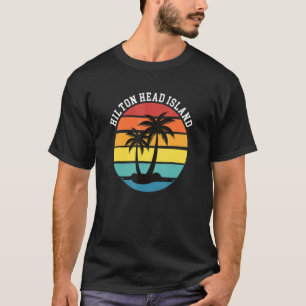 Camiseta Hilton Head Island Palm Trees Silhouette Sunset