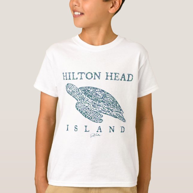 Camiseta Hilton Head Island, SC, una tortuga marina brillan (Anverso)
