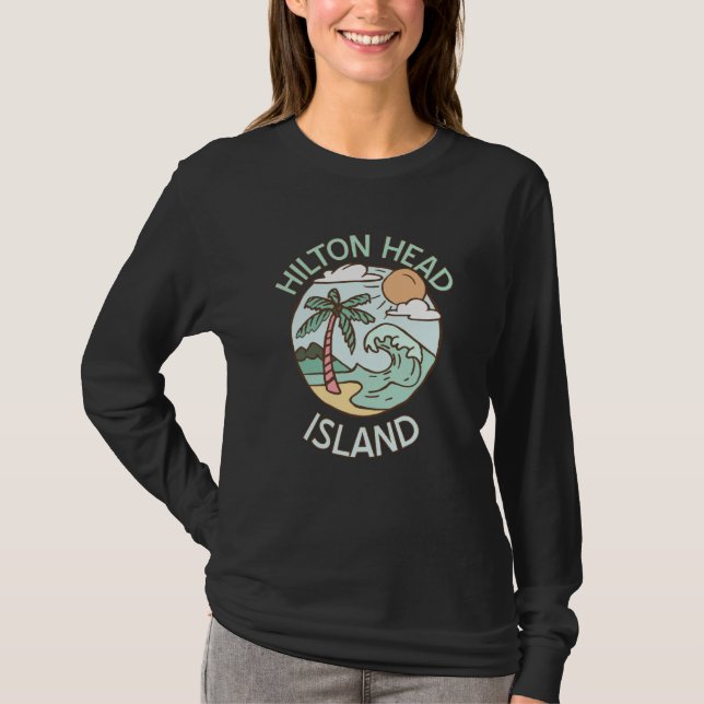 Camiseta Hilton Head Island Tropical Beach Vacation Souveni (Anverso)