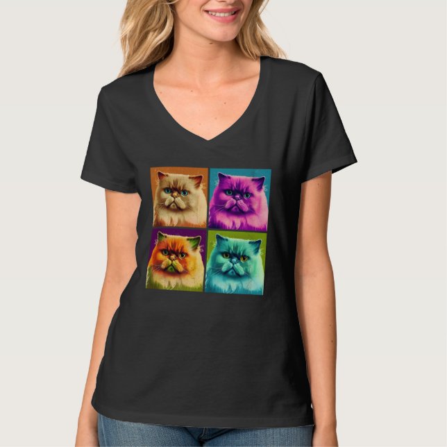 Camiseta Himalayan Cat Pop Illustration Colorful Animal  1 (Anverso)