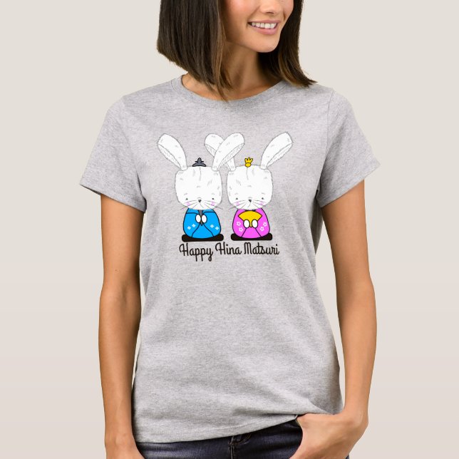 Camiseta Hinamatsuri Siamese White Bunnies Hina Ningyo (Anverso)