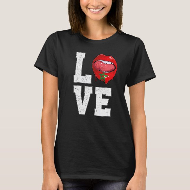 Camiseta Hincha de fútbol de bandera marroquí ama a los mar (Anverso)