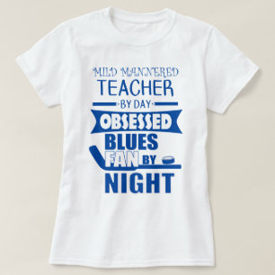 Camiseta Hincha de hockey para profesores azules y blancos