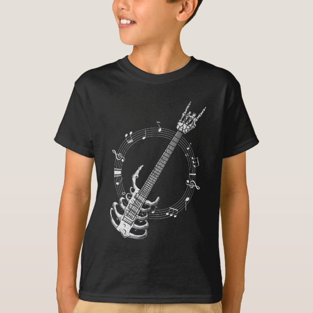 Camiseta Hincha musical de Skeleton Guitar Lover Rock (Anverso)