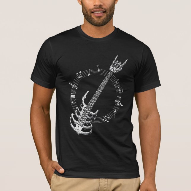 Camiseta Hincha musical de Skeleton Guitar Lover Rock (Anverso)