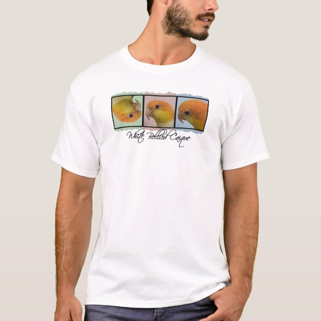 Camiseta hinchada blanco colorido del caique (Anverso)