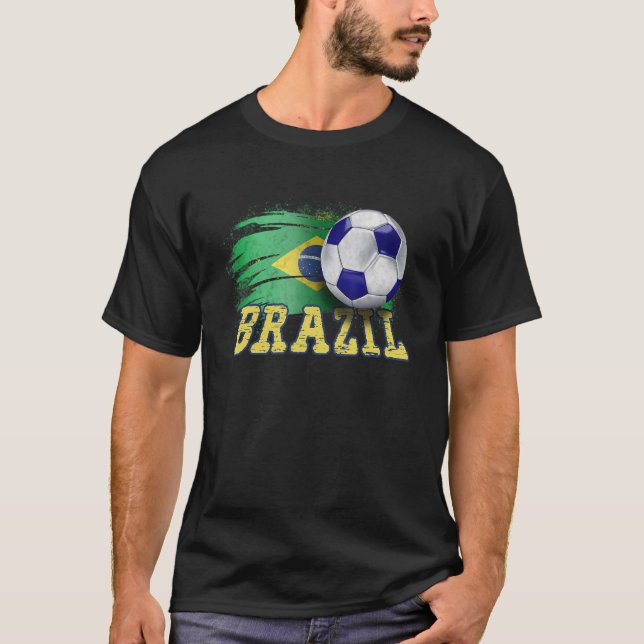 Camiseta Hinchas brasileños de fútbol de bandera brasileña  (Anverso)