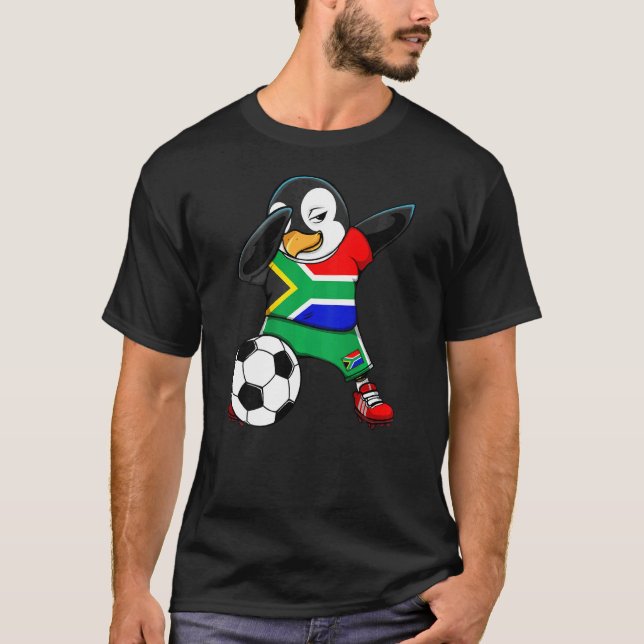 Camiseta Hinchas de fútbol de Dabbing Penguin Sudáfrica Jer (Anverso)