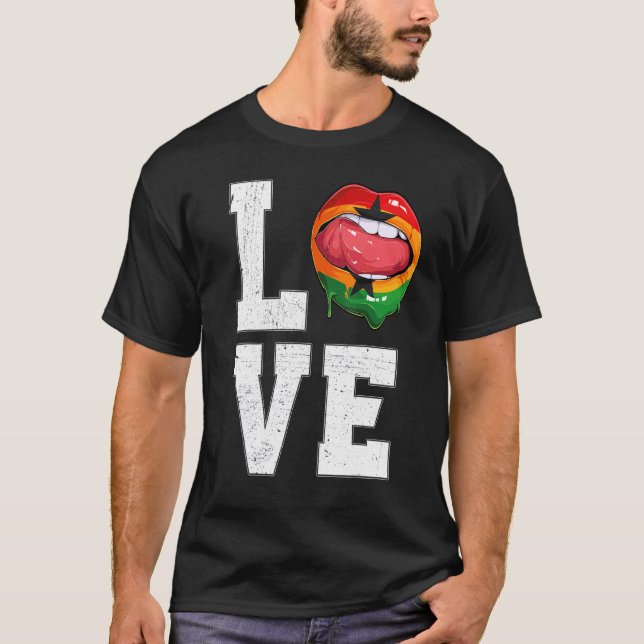 Camiseta Hinchas de fútbol de Ghana aman a Ghana (Anverso)