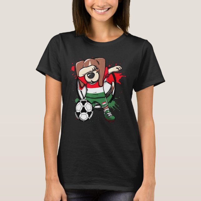 Camiseta Hinchas de fútbol de Hungría de Beagle Dabbing (Anverso)