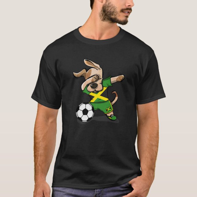 Camiseta Hinchas jamaiquinos de fútbol de Dabbing Dog Jamai (Anverso)