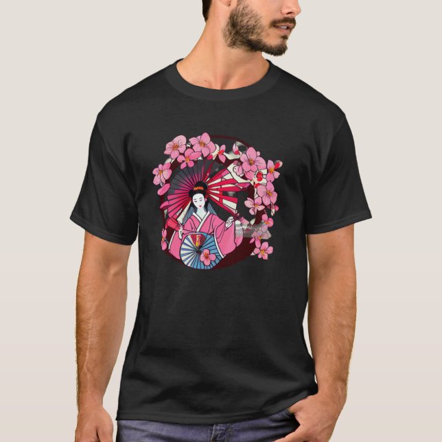 Camiseta Hinchas japoneses de Geisha y flores de los paragu (Anverso)