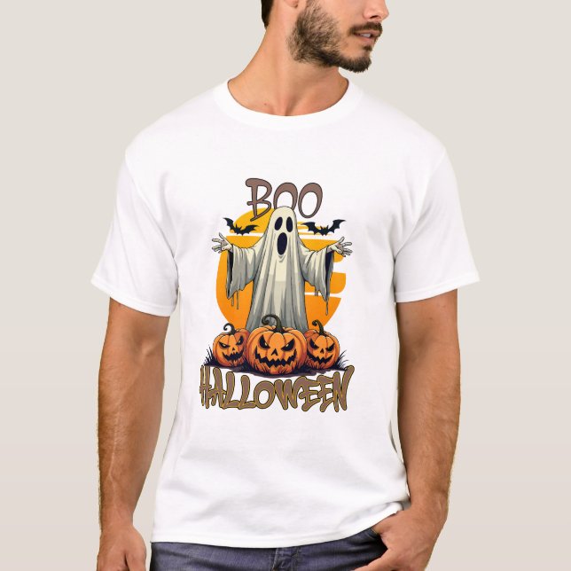 Camiseta Hinchazón de calabaza de boo espeluznante (Anverso)