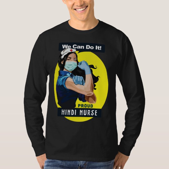 Camiseta Hindi Proud Frontline Worker Rosie Riveter Nurse D (Anverso)