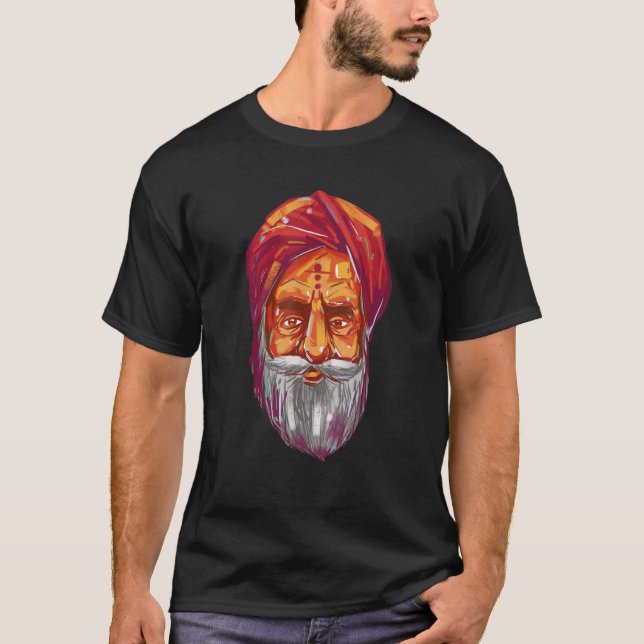 Camiseta Hinduismo hindú retrato de gurú en India (Anverso)