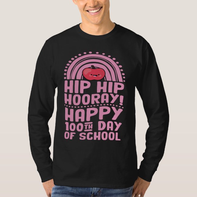 Camiseta Hip Hip Hooray Happy 100th Day of School Bohemian (Anverso)