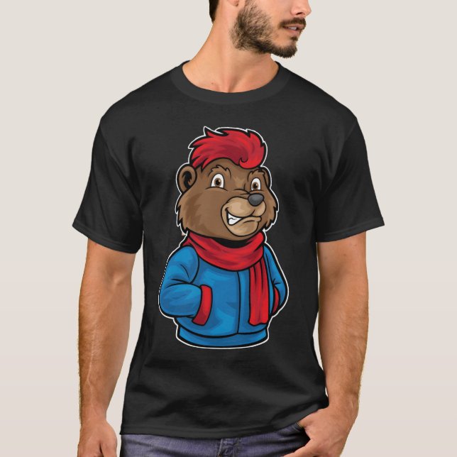 Camiseta Hip Hop Bear Funky Urban Cartoon Illustration retr (Anverso)