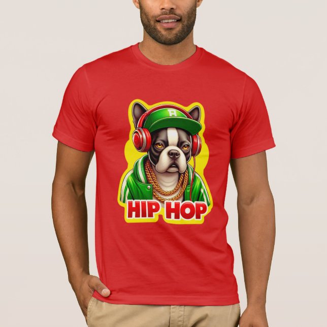 CAMISETA HIP HOP BOSTON TERRIER VERDE 4 (Anverso)