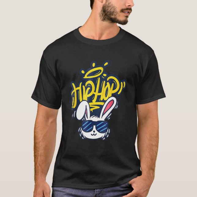 Camiseta Hip Hop Bunny Face Gafas de sol Graciosos Niños de (Anverso)