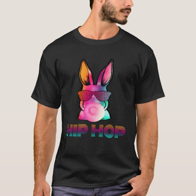 Camiseta Hip Hop Bunny With Sunglasses Cute Easter  Rabbit  (Anverso)