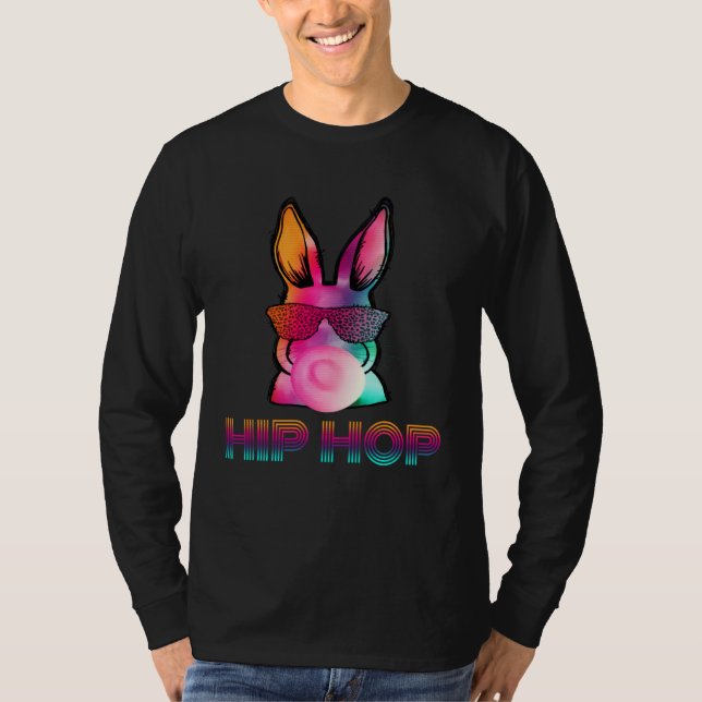 Camiseta Hip Hop Bunny With Sunglasses Cute Easter  Rabbit  (Anverso)