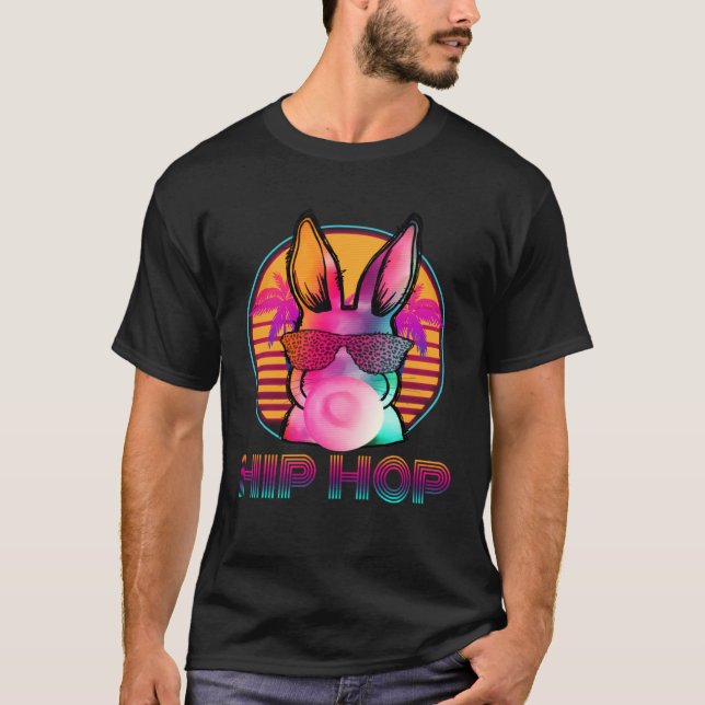 Camiseta Hip Hop Bunny With Sunglasses Cute Easter  Rabbit  (Anverso)