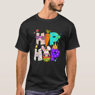 Camiseta Hip Hop Dabbing Bunny Egg And Carrot Lover Happy E