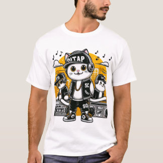Camiseta hip hop de gato