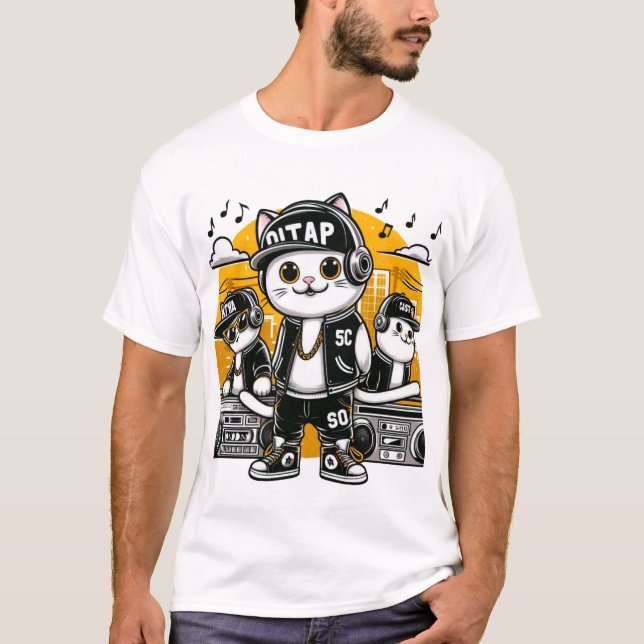 Camiseta hip hop de gato (Anverso)