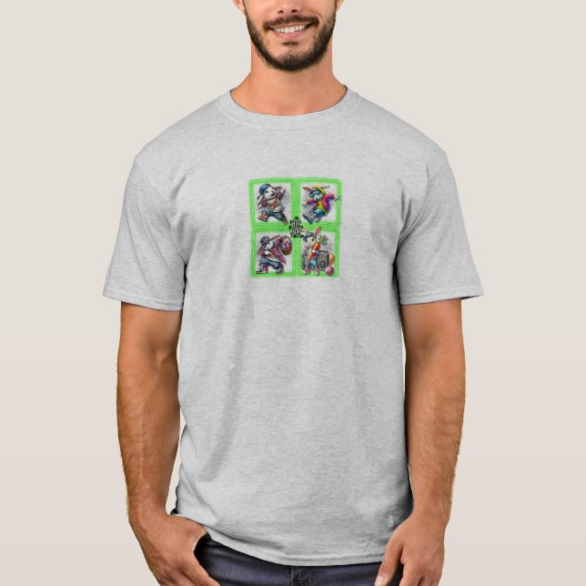 Camiseta Hip Hop Easter Bunny Buddies, Neon Green | Camiset (Anverso)