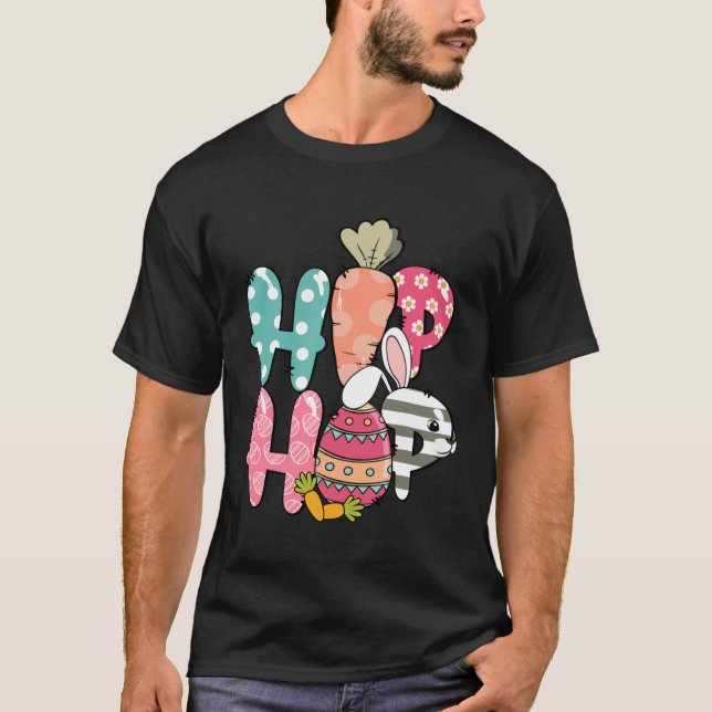 Camiseta Hip Hop Easter Cute Easter Bunny Groovy Easter Day (Anverso)